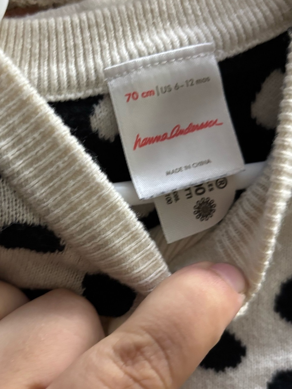 Hanna Andersson Cream Cardigan and Pants Set with Black Polka Dots 6-12 months - Picture 2 of 3